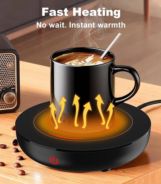 Kepwam Coffee Mug Warmer for Desk, 3-Temp Fast Heating Cup Warmer with 6H Auto Shut Off, LED Light & Smart Candle Warmer for All Beverages, Ideal Gifts for Women Men