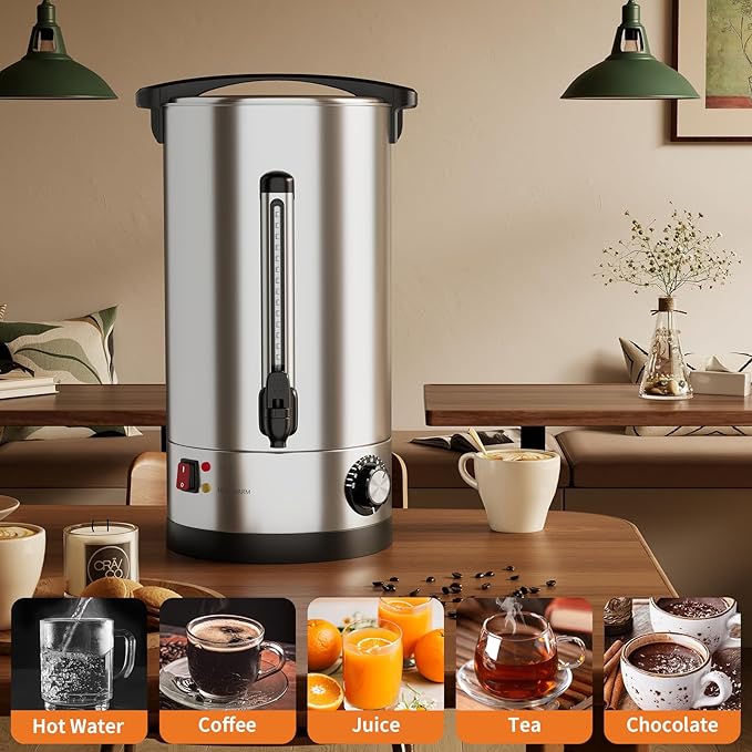 16L/110 Cups commercial Coffee Urn - Fast Brew Double Wall Stainless Steel Hot Beverage Dispenser - Large Capacity Coffee Maker with Filter Basket for Catering, Buffet, Parties, Weddings, Easy Clean