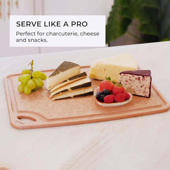 Elihome Classic EXTRA LARGE Kitchen Cutting Board, Natural Wood Fiber Composite, Dishwasher Safe, Eco-Friendly, Juice Grooves with Easy Grip Handles,Non Porous, Non Slip,BPA Free, Made in USA 19"x14"
