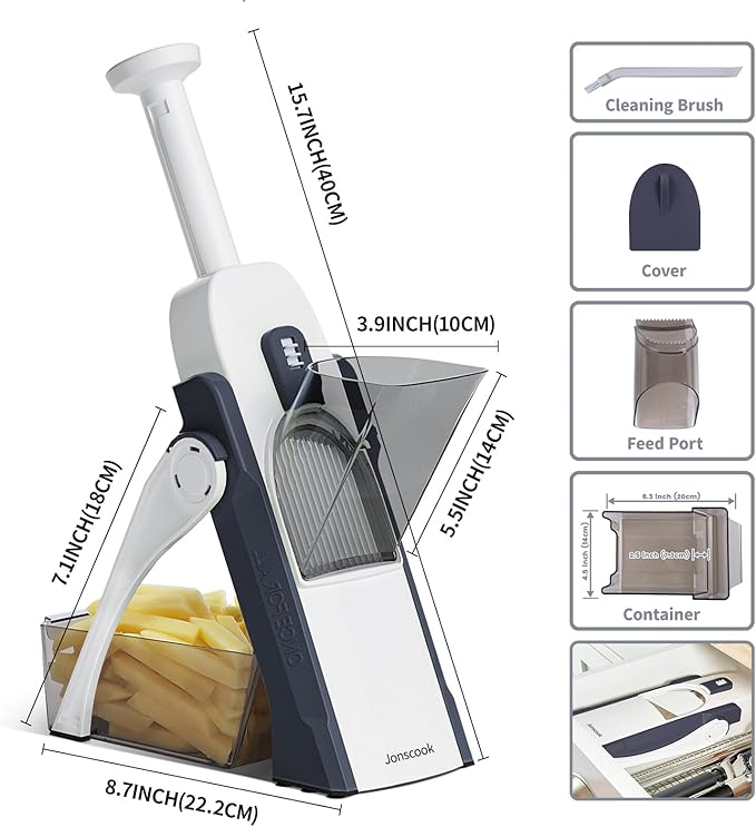 Multifunctional Kitchen Gadgets Mandoline Food Slicer, Safe Veggie Chopper Vegetable Cutter, French Fry Cutter Onion Chopper Vegetable Slicer Fruit Cutter Dicer For Meal Prep - DeepBlue