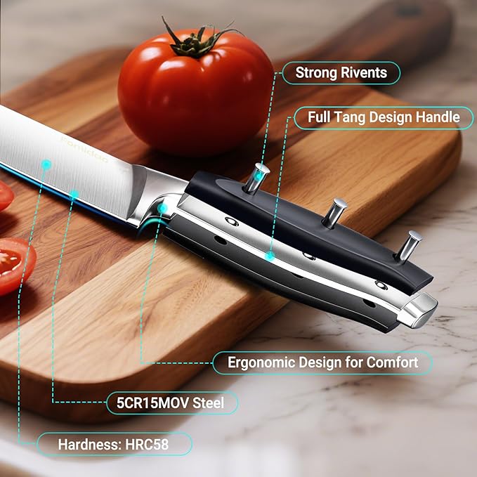 4PSC Knife Block Set With Magnetic Knife Block Holder, Ultra-Sharp Japanese Kitchen Knife Set, High-carbon Steel Chef Knife Sets With Full Tang Handle Design