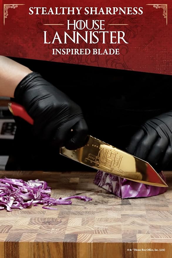 Dalstrong 8 inch Chef Knife- Game of Thrones™ Knife - House Lannister™ Edition - German Premium Steel Full Tang - Professional G10 Handle - Collection Item Toughbuilt Utility Knife- Leather Sheath
