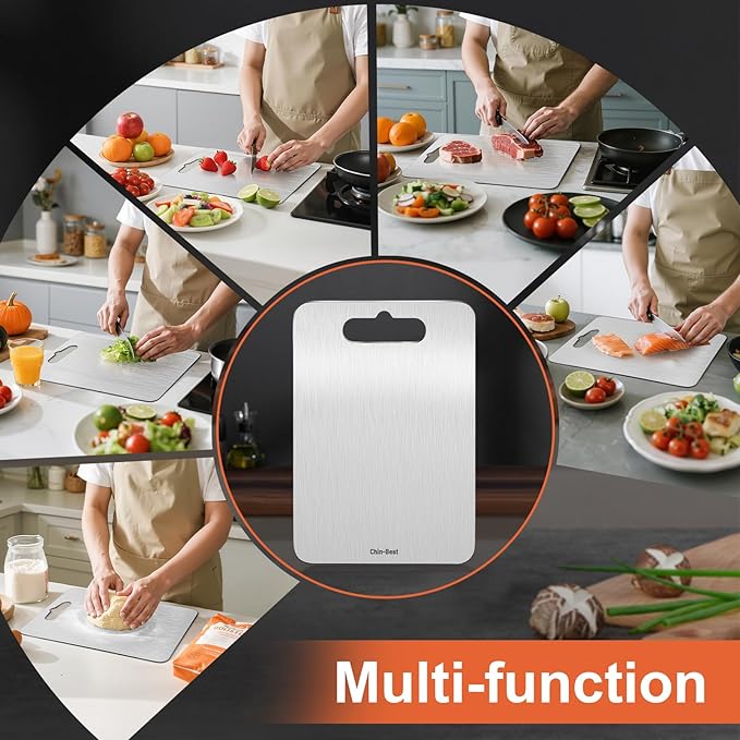 Chin-Best Cutting Board, Stainless Steel Cutting Board for kitchen, Meat,Fruit, Vegetables, L 15.4" * 11"