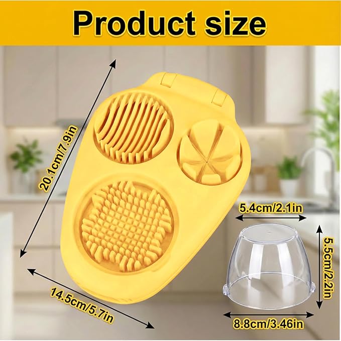 2 Pack Yellow Heavy Duty Egg Slicer with 3 Cutting Modes, Stainless Steel Egg Cutter for Hard Boiled Eggs, Mushroom, Grape, Strawberry, Kitchen Dicer Tool, Send Goods From Local Warehouse