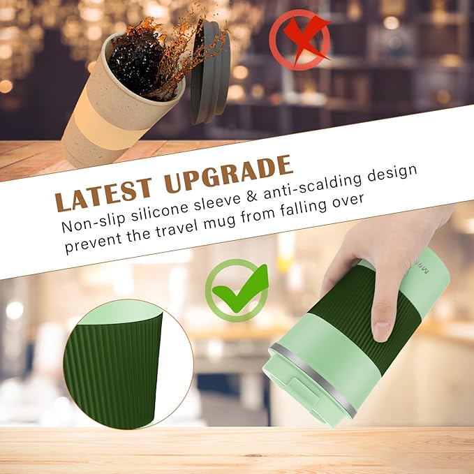 MOMSIV 17oz Travel Mug, Insulated Coffee Cup with Leakproof Lid, Vacuum Stainless Steel Double Walled Reusable Tumbler for Hot and Cold Water Coffee and Tea In Travel and Car