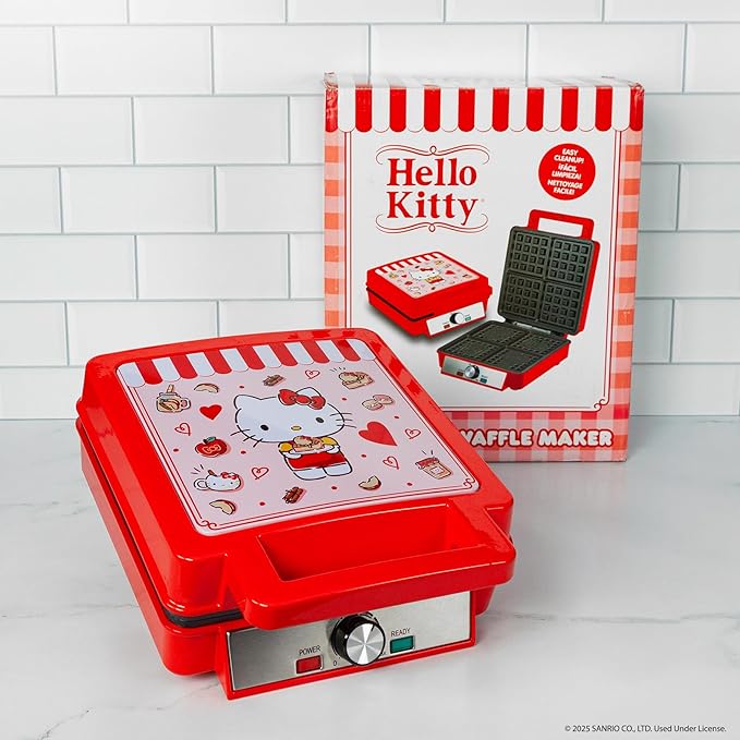 Uncanny Brands Hello Kitty Deluxe Waffler - Hello Kitty Iconic Characters and Symbols on Your Waffles