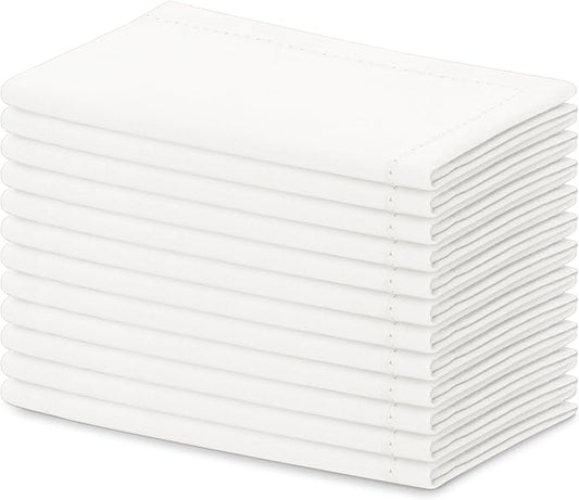Blue Needles Set of 12 Hemstitch Linen Napkins 100% Cotton White Cloth Dinner Napkins 18x18 inches, Soft, Reusable, Absorbent, Washable, Ideal for Wedding Events, Parties & Everyday Use