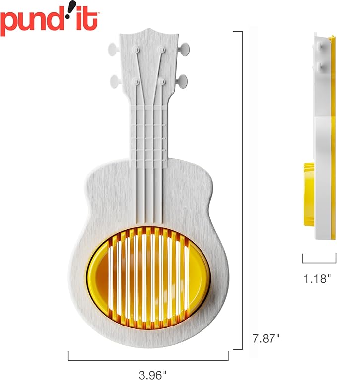 Pund'it Yolkalele Egg Cutter for Hard Boiled Eggs, Ukulele Shaped Egg Slicer