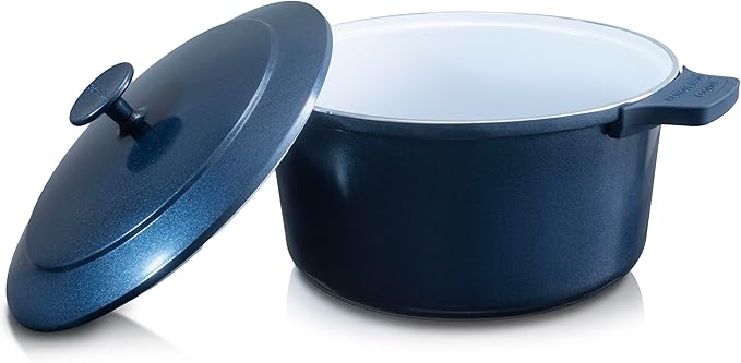 Gotham Steel 5 Qt Lightweight Dutch Oven Pot with Lid & Holders, Ceramic Non Toxic, Oven Safe & Even Heat Retaining Dutch Oven for Bread Baking Sourdough, Soup, Casserole, 70% Lighter than Cast Iron
