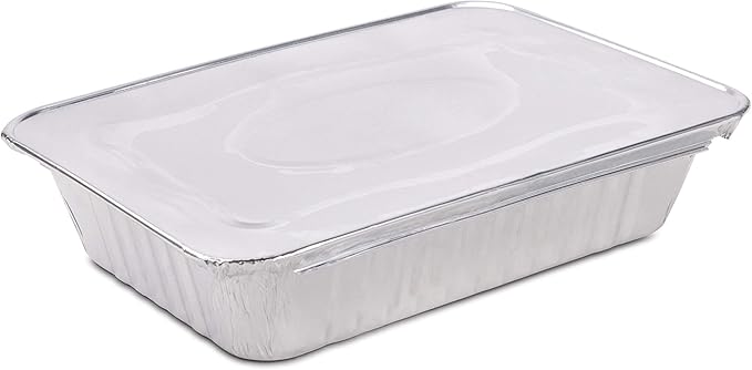 Diplastible Disposable Aluminum Pans with Lids | 10 pack 1-Dinner Portion Pan Oblong Cookware Pans Best Use for Baking, Meal Preparations, Cooking, Roasting, Grilling, Toasting | With Foil Lids