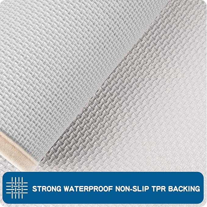 PURRUGS Machine Washable Kitchen Rug [2 PCS] (17" x 30"+ 17" x 48"), Non-Slip/Skid Kitchen Runner Rugs & Floor Mats, Super Absorbent Soft Area Rugs for Sink, Kitchen & Laundry, Beige