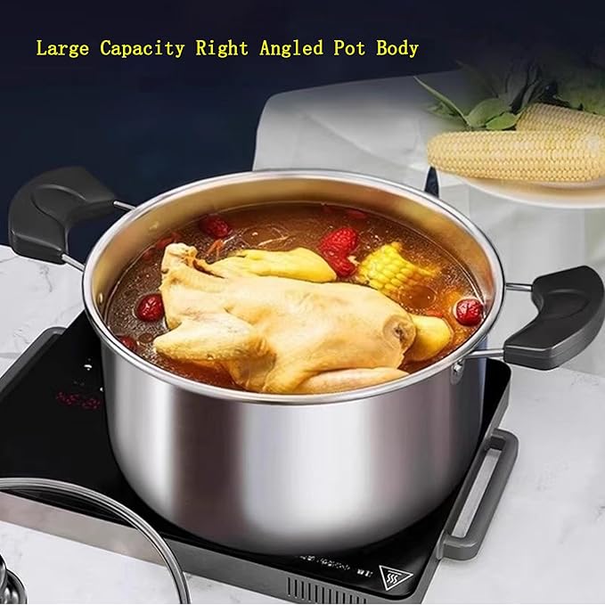 3.4QT Steamer for Cooking,Stainless Steel Steamer Pots with Vegetable Steam Basket,Glass Lid,Cooking Stock Pot with Handle for Vegetable, Dumplings, Soup, Food
