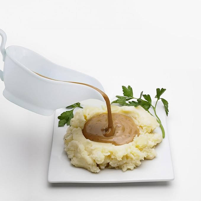 HIC Kitchen Gravy Boat, Fine Porcelain, Pedestal Stand Design, 8-Ounce Capacity For Gravy, Sauce, Au Jus, Dressing, Holiday Meals, And Entertaining