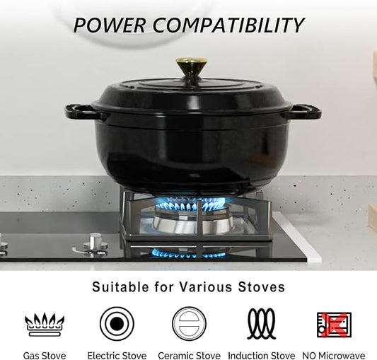 VINGLI 7.5QT Enameled Cast Iron Round Dutch Oven Pot with Lid, NonStick Casserole Pot with Dual Handles & Silicone GlovesRed, Oven Safe up to 500°F or on Stovetop, Dutch Oven for Bread Baking, Black