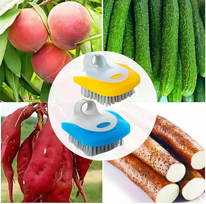 Fruit Vegetable Brush Carrot Washing Brush and Finger Peeler Vegetable Peeler Palm Peeler Set for Fruits, Potatoes, Cucumber, Kitchen Gadgets Set,(Assorted Colors)