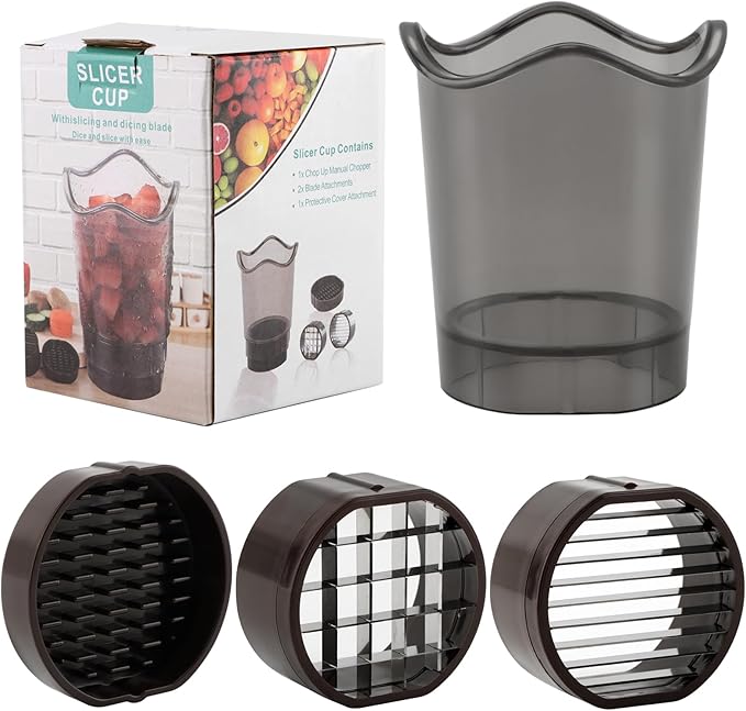 Fruit Slicer Cup, Strawberry Slicer with Stainless Blades, Detachable Fruit Slicers with Push Plate, Strawberry Cutter for Banana, Cucumber, Grape, Egg, Kitchen Gadgets