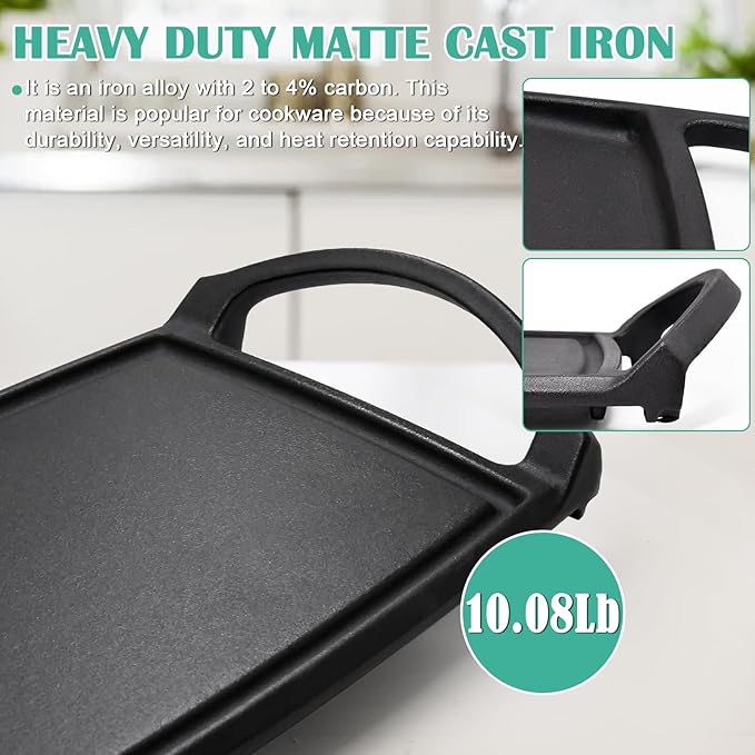 Hiorucet WB31K10217 Cast Iron Griddle Cooktop, Non-stick Griddle Plate Replacement Parts for GE Gas Stove Griddle Range Griddle Cooktop, Heavy Duty Flat Top Pan for General Electric GE Center Parts.