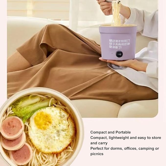 Electric Pot, 1.2L 450W Stick Proof Even Heating Portable Multifunctional Small Rapid Noodle Cooker Ramen Cooker Mini Crock Pot with Removable Power Cord for Cooking Pasta Egg