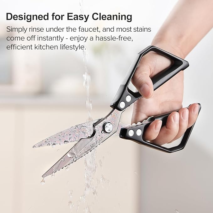 XINZUO Multi-Purpose Kitchen Shear,119 Layers Damascus Steel Heavy Duty Kitchen Scissors(Food-Grade Lridescent Finish), For Meat/Herbs/Poultry,With Black Aluminum Alloy Handle
