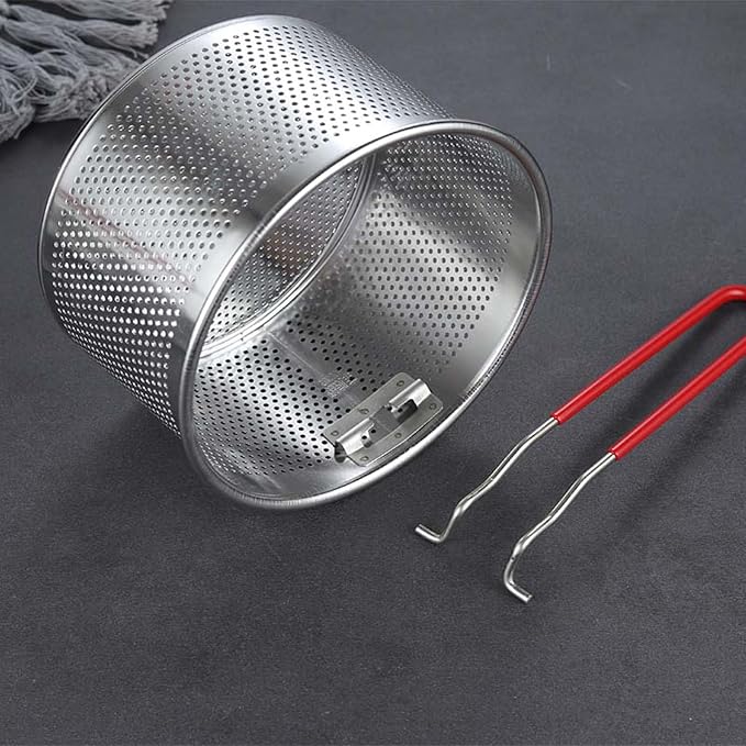 Pasta Strainer Set of 2, Stainless Steel Noodle strainer, 18cm with Removable Handle Metal Pasta Strainer Basket Deep Fryer Basket, Kitchen Colander for Washing Draining Deep-frying Boiling Steaming