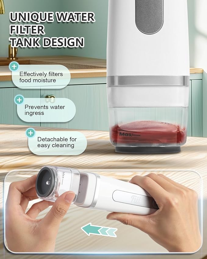 FIII Compact Handheld Vacuum Sealer for Food, 10X Preservation Food Sealer Machine with Reusable Vacuum Bags, Portable Wireless Vacuum Sealer for Sous Vide & Meal Prep, White