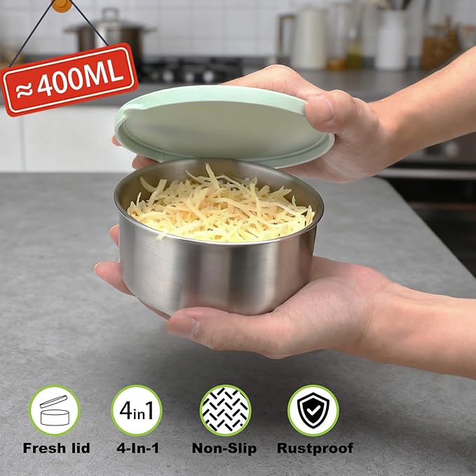 Cheese Grater with Container, 4 in 1 Box Gratters for Fine, Medium and Coarse, Handheld Lemon Zester for Parmesan, Ginger, Garlic, Nutmeg, Chocolate (Light Green)