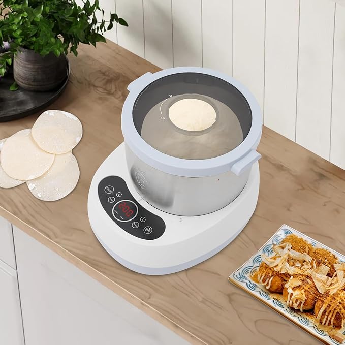 5L Electric Dough Maker with Ferment Function, 230W Dough Mixer with 304 Stainless Steel Bowl for Bread, Pizza, Pasta, 3 Mixing Modes, Timer, US Plug (Blue & White)
