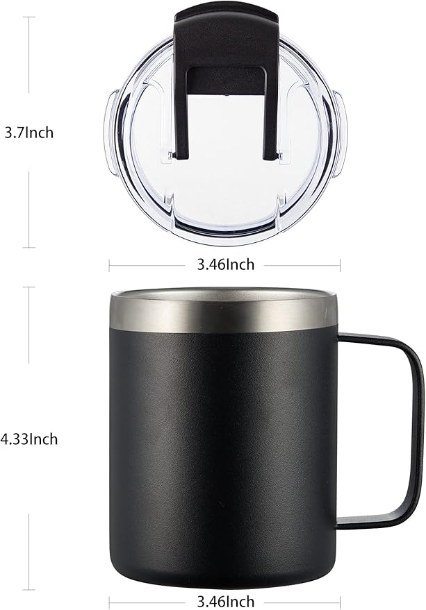 ALOUFEA 12 oz Insulated Coffee Mug Cup with Handle, Stainless Steel Travel Coffee Mug with Flip Lid, Double Wall Vacuum Coffee Tumbler, Meadow