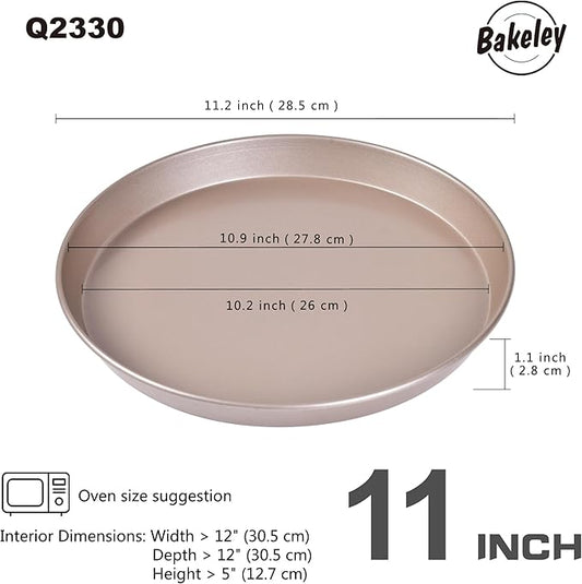 Bakeley Pizza Pan, 11-Inch Non-Stick Pancake Bakeware for Oven Baking (Champagne Gold)