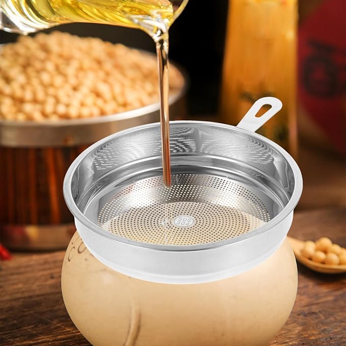 Kichvoe Stainless Steel Fine Mesh Oil Strainer 6.33X4.96 Inch Oil Pot Filter for Cooking Grease Tea Infuser Food Residue Kitchen Utensil