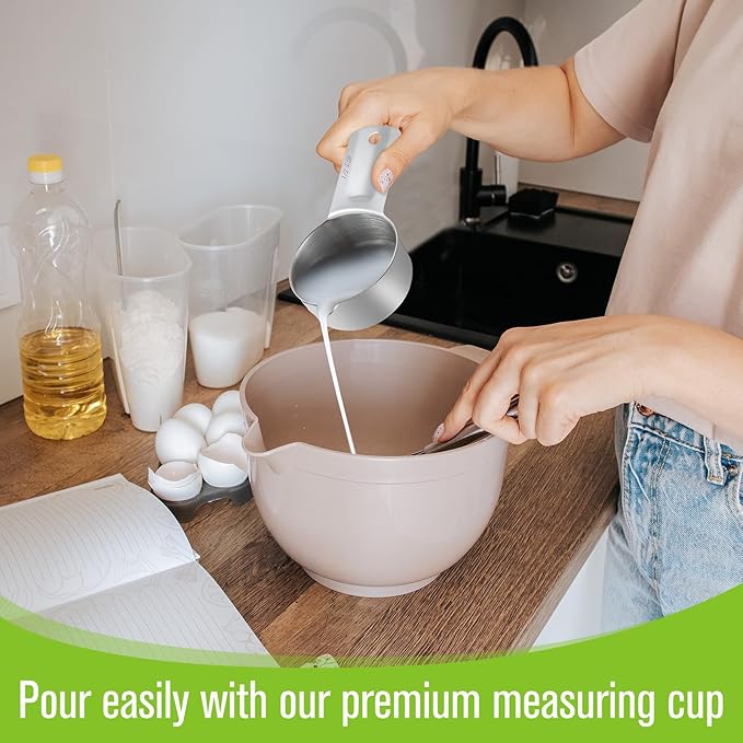 Honeydak 12 Pcs 1/2 Cup Measuring Cup Stainless Steel Metal Measure Scoop Single Measurement Scoop for Kitchen Coffee Wet and Dry Ingredients Dog Food