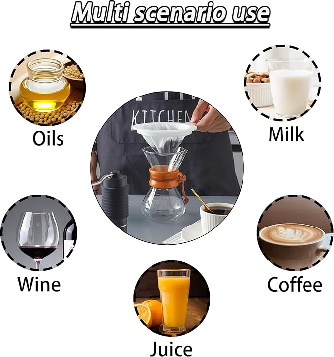 Pine & Linen 1pcs 13cm/5.12inch 300Mesh Fine Filter Strainer,Food Strainer Fine Meshs,Plastic Mesh Colander for Cooking Oil/Milk/Juice/Wine/Coffee