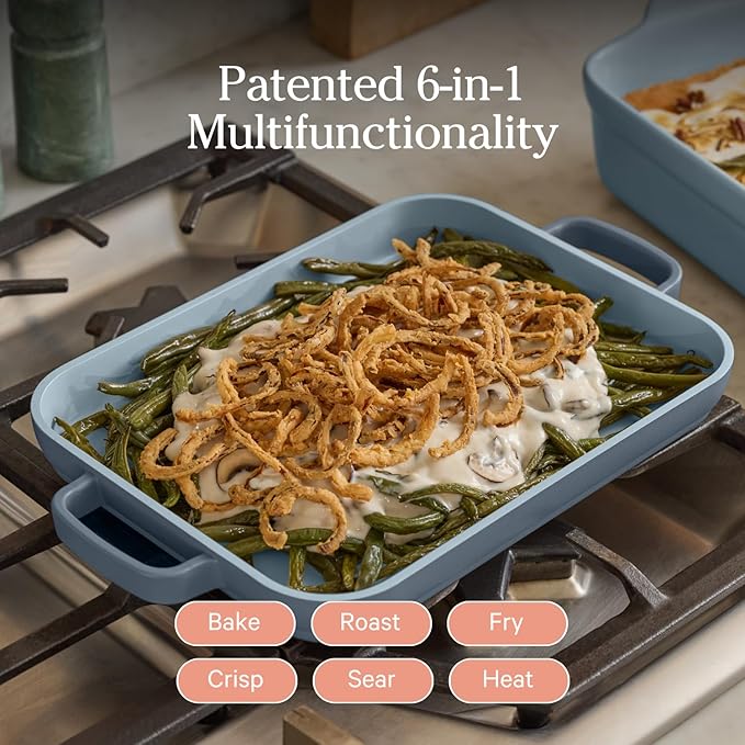 Our Place Mini Griddle Pan | 9" (2 Qt) Nonstick Ceramic Griddle Pan for Stovetop & Oven | PFAS-Free, Oven-Safe up to 450°F, Easy-Grip Handles | Blue Salt