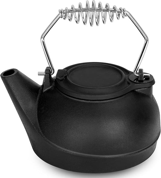 Gtongoko Wood Stove Steamer 3 Quart Cast Iron Humidifier Kettle for Wood Stove, Fireplace Steamer Humidifier with Wide Mouth, Cool-Touch Handle, Home Indoor Decorative Black