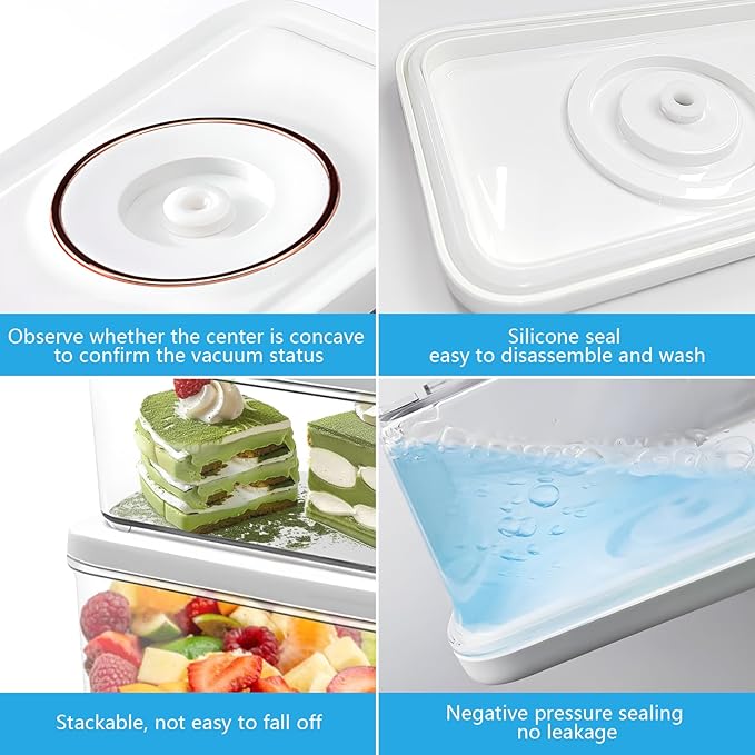 Vacuum Sealer for Food with 3 Vacuum Seal Containers, Seals Liquids & All Foods, Portable for Travel, Camping, Kitchen, Gifts