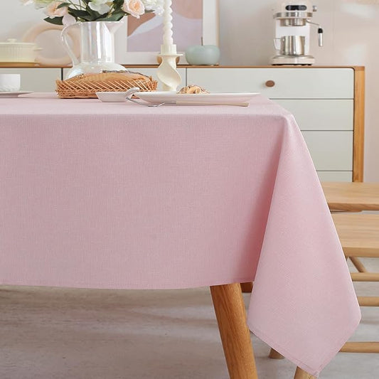 Alsoo Valentines Square Table Cloth, 60×60 Inch Linen Textured Table Cloth Waterproof Spill-Proof TableCloths Wrinkle Free Fabric Farmhouse Table Cover for Dining Parties Buffets Holidays,Light Pink