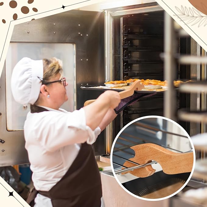 Juexica 15 Inches Extra Long Wood Oven Rack Puller Long Handle Oven Stick for Kitchen Appliances Baking Cooking Toaster Air Fryer Accessories