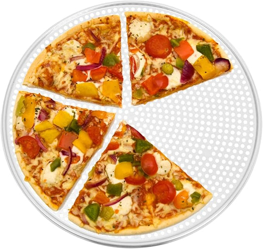 BESTonZON 16 Inch Perforated Stainless Steel Pizza Pan Round Baking Tray with Holes for Crispy Even Heat Distribution Oven Safe Pizza Crisper for Home and Restaurant Use