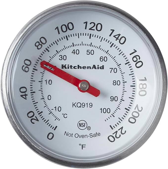 KitchenAid KQ919 Analog Instant Read Food and Meat Thermometer with 1.75-inch Dial, Recalibration Feature, Black Storage Sleeve