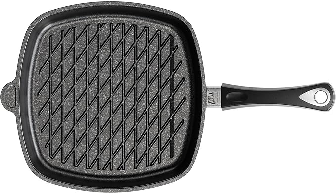 AMT Gastroguss The World´S [.] Square Frying pan with BBQ Rhombus Grill Base for induction, 28 x 28 cm, Height 5 cm, die-cast Aluminium, Lotan® Non-Stick Coating, AMZN-I-E285BBQ-US