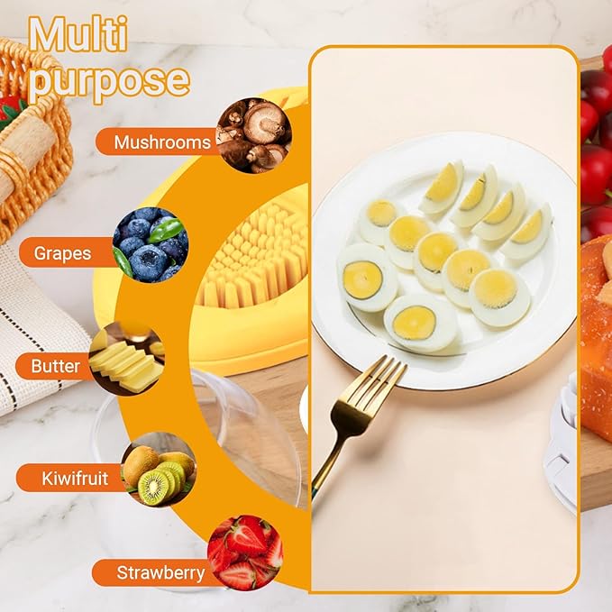 1 Pack Egg Slicer with 3 Cutting Options, Stainless Steel Wire Egg Cutter for Hard Boiled Eggs, Soft Fruits, Vegetables and Mushrooms, Kitchen Prep Tool