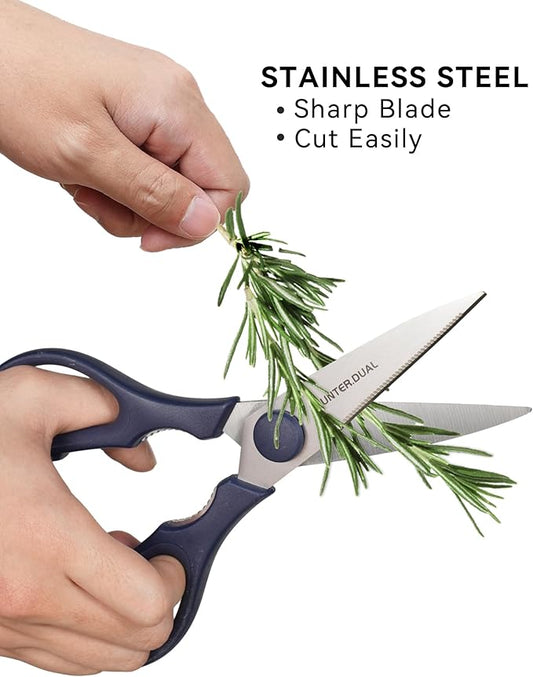 Kitchen Scissors for Food, HUNTER.DUAL Heavy Duty Come Apart Poultry Shears for Cooking, All Purpose for Cutting Chicken, Meat, Fish & Vegetables (Blue, 8.35 Inch)