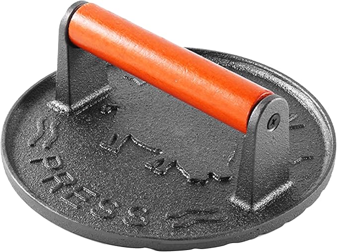 Bacon Press 2.5 lb Heavy Weight Cast Iron Burger Smasher Tool for Griddle,Grill,Skillet,Hamburger,Steak,Patty,BBQ,Sausage,Sandwich Maker,7.2 inch Round