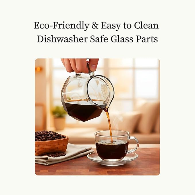 V60 Pour Over Coffee Maker Set with 100 Paper Filters, Glass Dripper and 20 oz Carafe, Manual Drip Coffee Brewer with Bamboo Base for Home or Office, Barista Style Pour Over Kit