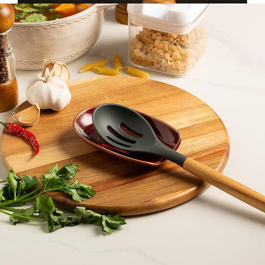 Ceremic Spoon Rest for Stove Top, Spoon Holder for Kitchen Counter, Coffee Spoon Rest, Cooking Utensil Rest for Ladles, Kitchen Decor, Housewarming Gifts, 1 pack (red)