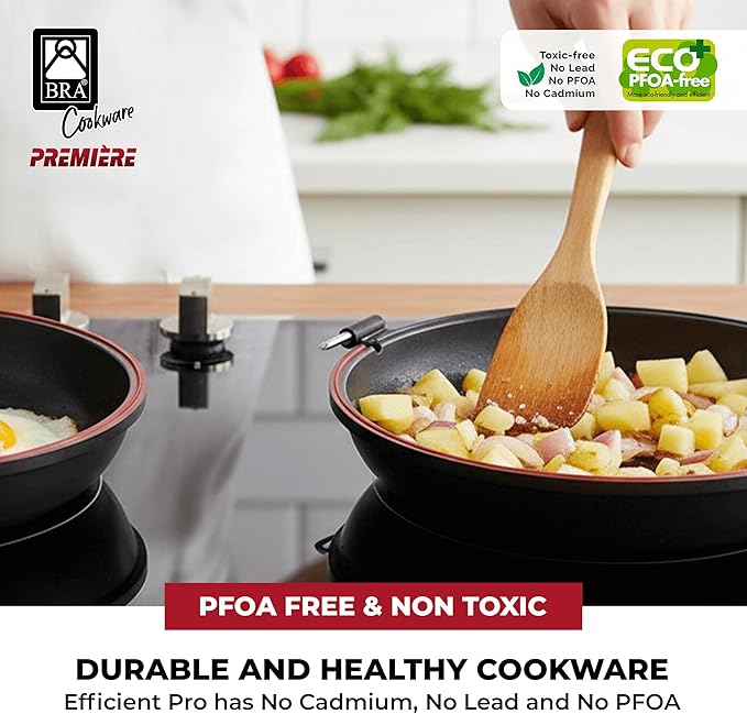 BRA COOKWARE Premiere Dual Skillet | 10.2 inches Double Frying Pan for Frittatas & Spanish Omelets | PFOA Free Triple Nonstick Coating | Full Induction Reversible Pan | Cast Aluminum Flip Skillet