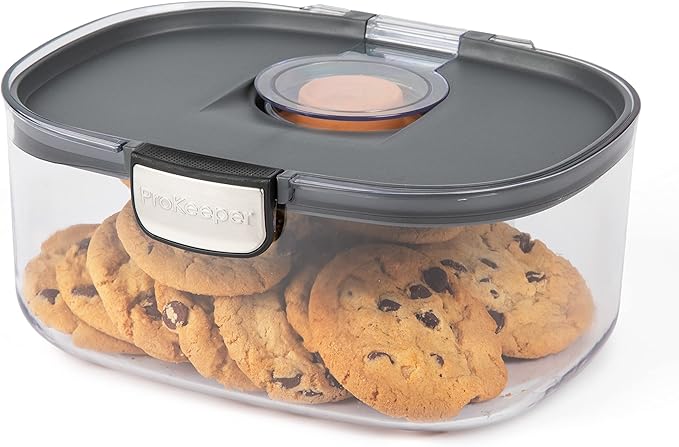 Progressive ProKeeper International Airtight Food Storage Container with Terracotta Disk for Freshness, Stackable & Dishwasher Safe, Ideal for Cookies, Baked Goods, & More, 3 Quart