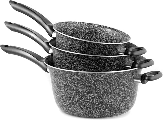 Home Non-Stick Kettle with Handle, Stone, Black/Silver, 20 cm