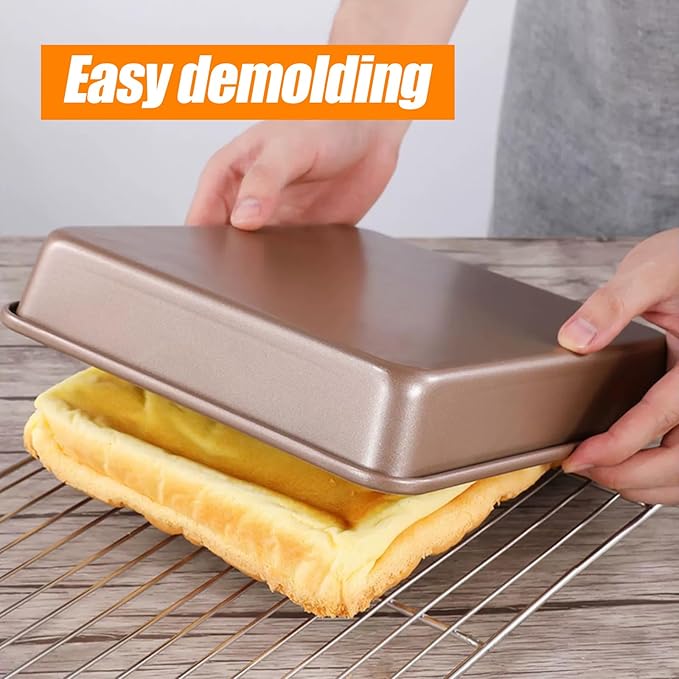 UOIENRT 2 Pack 9 x 7 Inch Baking Sheet Pans, Nonstick Baking Pan, Rectangle Cookie Sheet Brownie Cake Pan Bread Pan Toaster Oven Toaster Tray Bakeware (Easy Clean, Food Safe Stainless Steel)