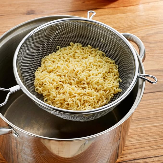 Lurrose Stainless Steel Mesh Strainer Spoon Colander for Oil Water Drainage for Pasta Rice Soup for Kitchen